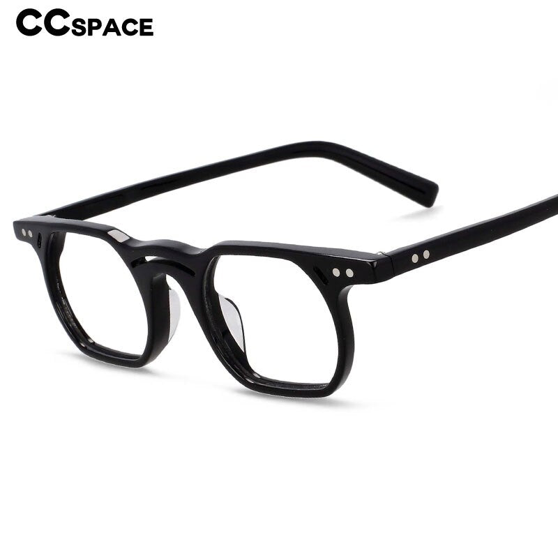 CCspace Unisex Full Rim Polygonal Round Acetate Double Bridge Frame Eyeglasses 54540 Full Rim CCspace
