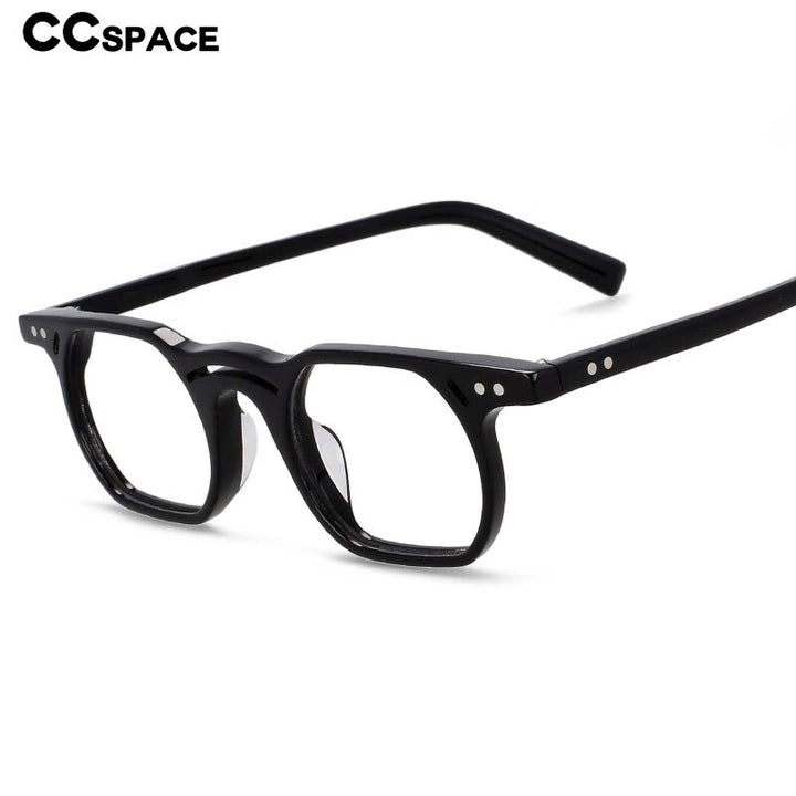 CCspace Unisex Full Rim Polygonal Round Acetate Double Bridge Frame Eyeglasses 54540 Full Rim CCspace