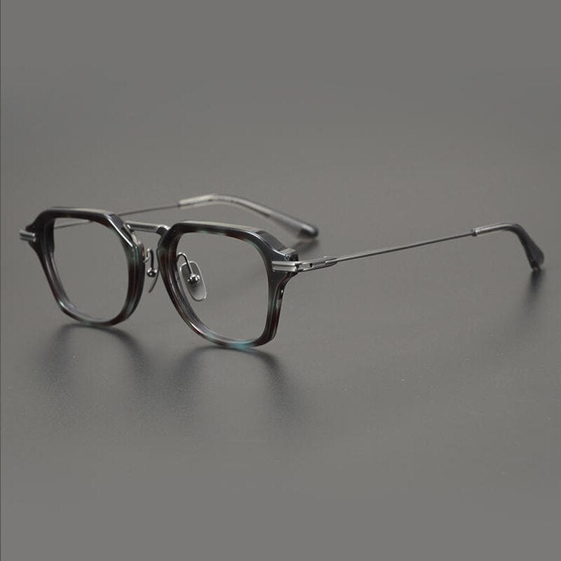 Gatenac Unisex Full Rim Round Square Acetate Titanium Eyeglasses Gxyj894 Full Rim Gatenac Splicing