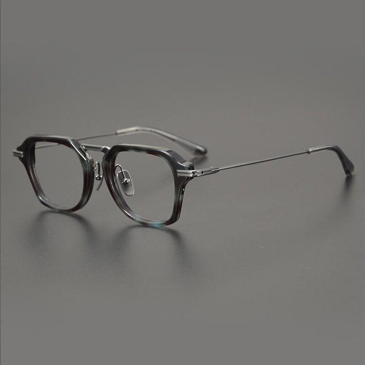 Gatenac Unisex Full Rim Round Square Acetate Titanium Eyeglasses Gxyj894 Full Rim Gatenac Splicing