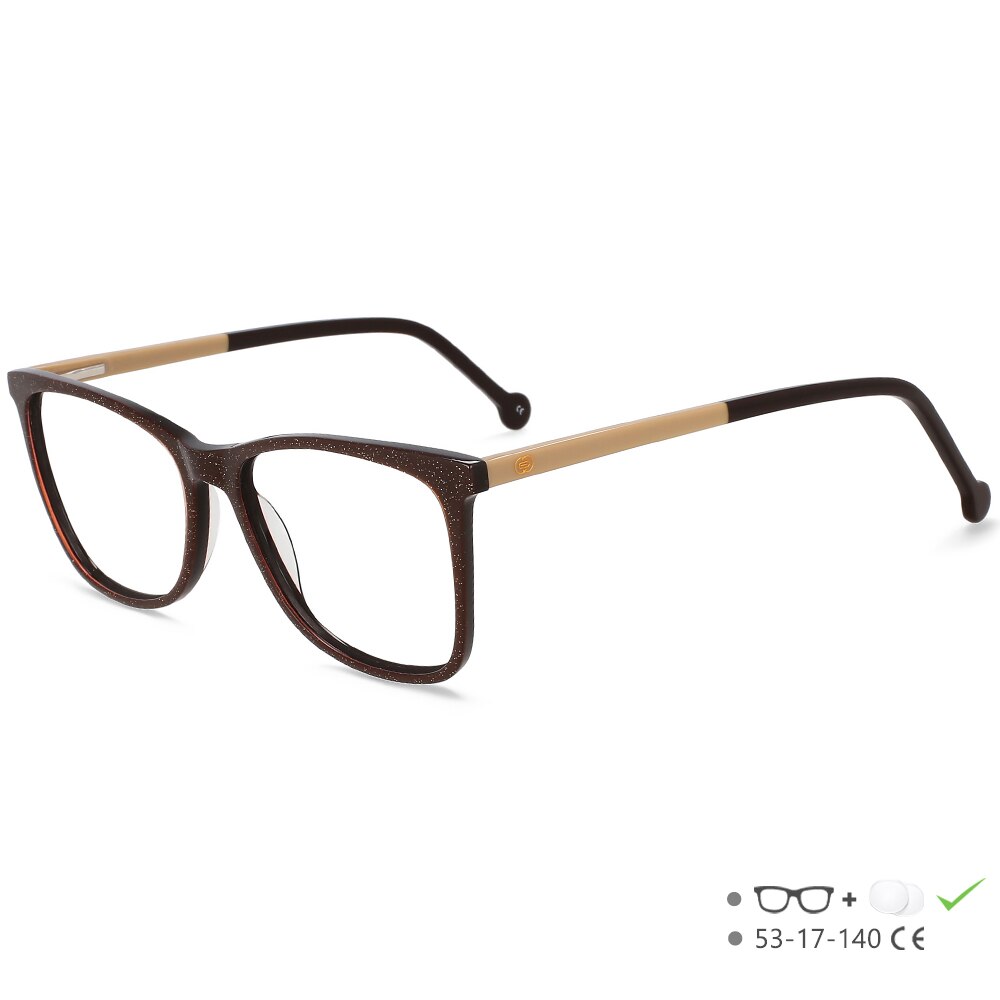 CCspace Unisex Full Rim Square Acetate Eyeglasses 55565 Full Rim CCspace Brown China