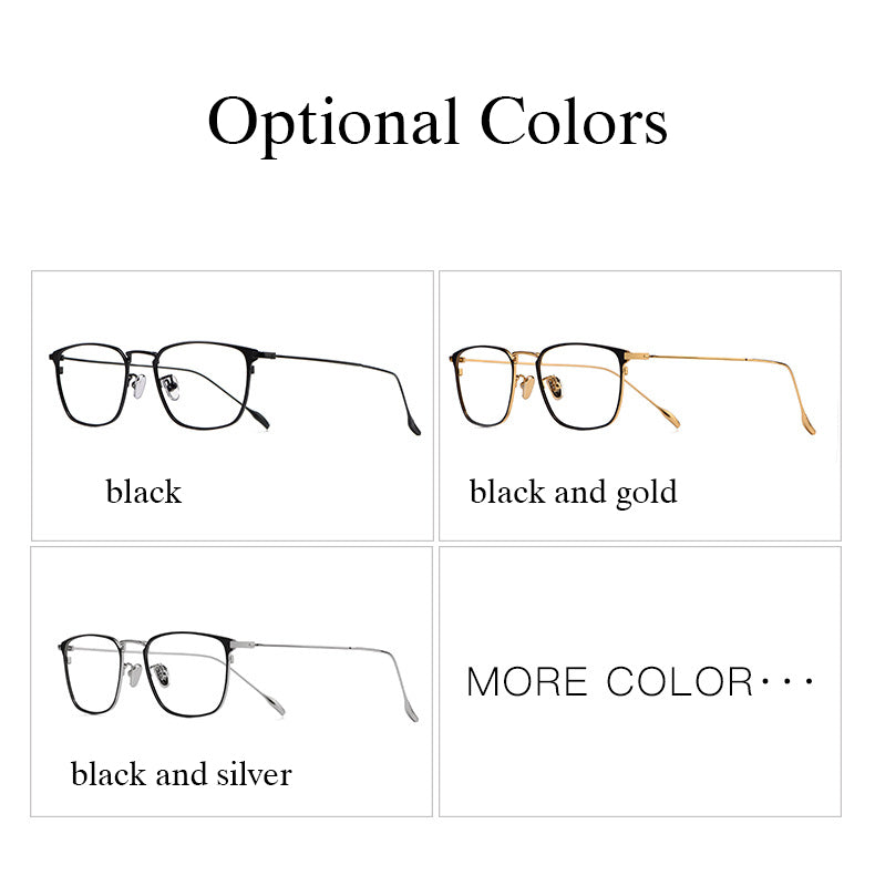 Hotochki Men's Full Rim Square Titanium Ip Electroplated Frame Eyeglasses W8083 Full Rim Hotochki