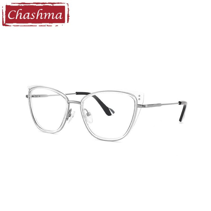 Chashma Ottica Women's Full Rim Square Cat Eye Tr 90 Titanium Eyeglasses 9027 Full Rim Chashma Ottica Transparent  
