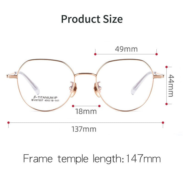 Yimaruili Unisex Full Rim Polygon Titanium Eyeglasses BV87007 Full Rim Yimaruili Eyeglasses