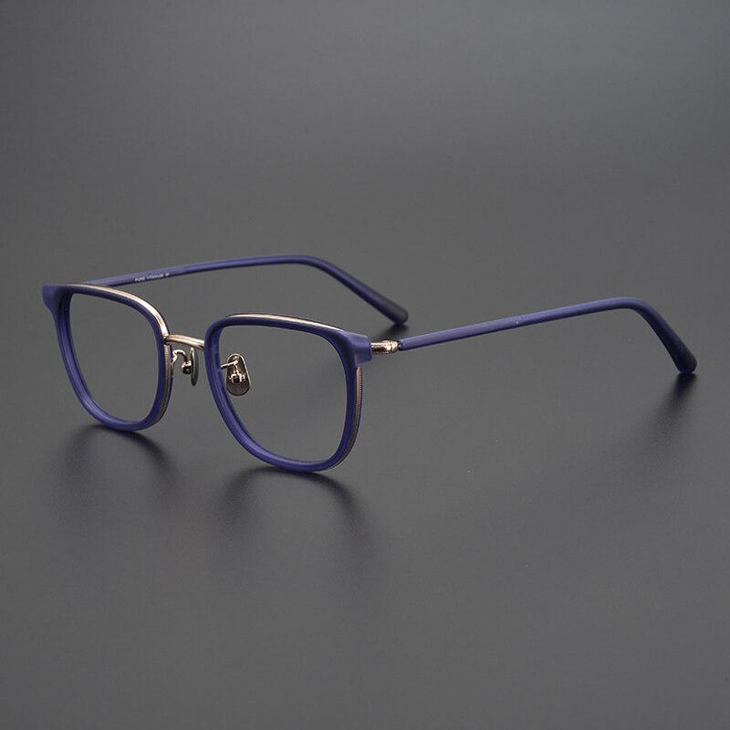 Gatenac Unisex Full Rim Square Acetate Titanium Eyeglasses Gxyj995 Full Rim Gatenac Blue
