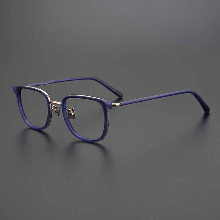 Gatenac Unisex Full Rim Square Acetate Titanium Eyeglasses Gxyj995 Full Rim Gatenac Blue