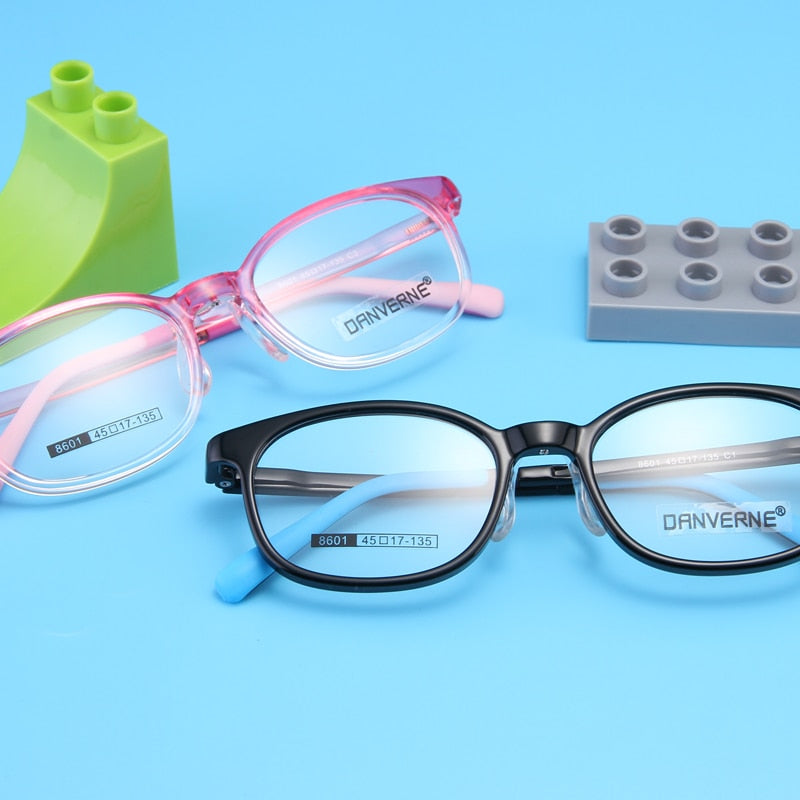 Gmei Unisex Children's Full Rim Round Rectangle Silicone TR90 Eyeglasses 8601 Full Rim Gmei Optical
