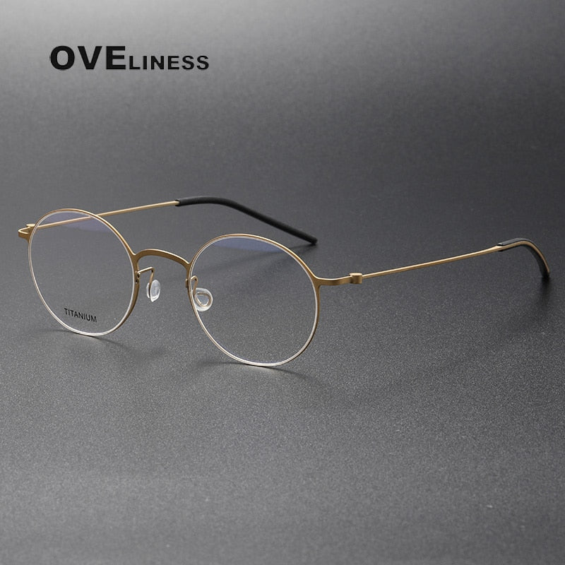 Oveliness Unisex Full Rim Round Titanium Eyeglasses 5044 Full Rim Oveliness gold