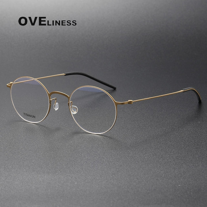 Oveliness Unisex Full Rim Round Titanium Eyeglasses 5044 Full Rim Oveliness gold