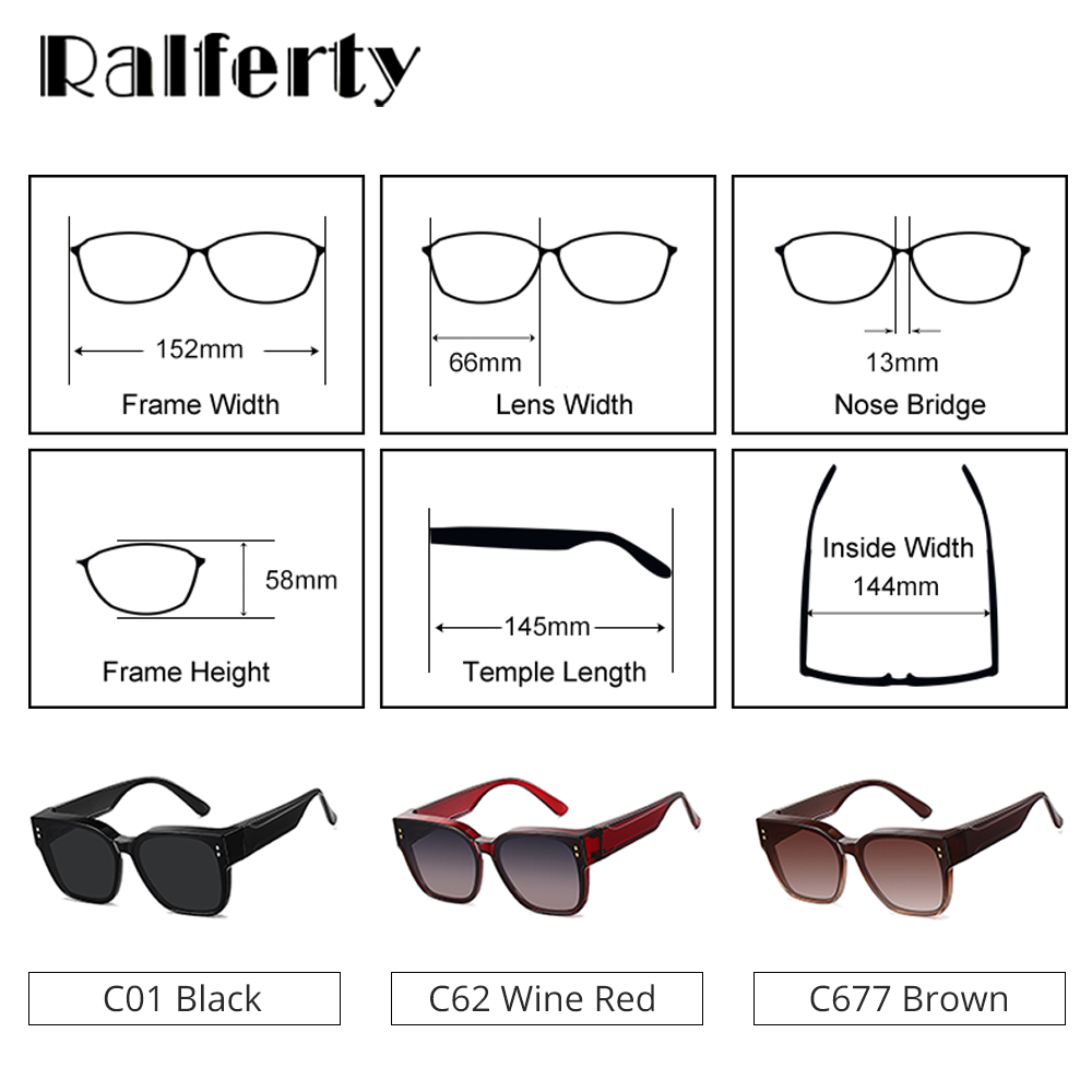 Ralferty Unisex Full Rim Square Tr 90 Acetate Oversized Overlay Sunglasses D7520 Sunglasses Ralferty