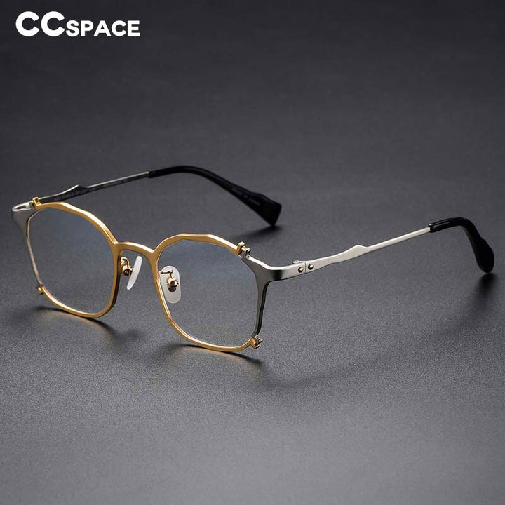 CCspace Unisex Full Rim Irregular Square Titanium Rivet Eyeglasses 54535 Full Rim CCspace