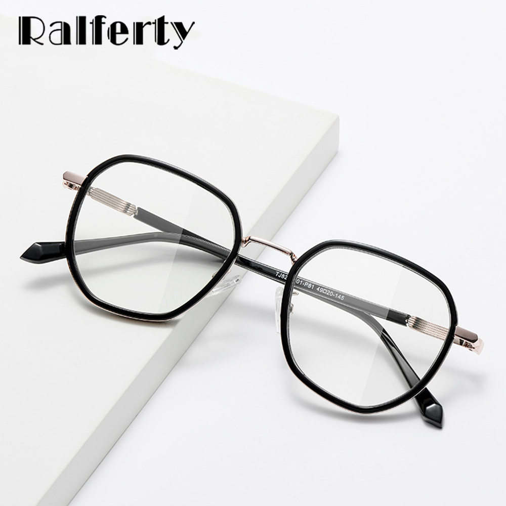 Ralferty Unisex Full Rim Irregular Square Alloy Eyeglasses D829 Full Rim Ralferty
