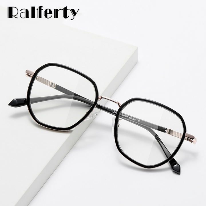Ralferty Unisex Full Rim Irregular Square Alloy Eyeglasses D829 Full Rim Ralferty   