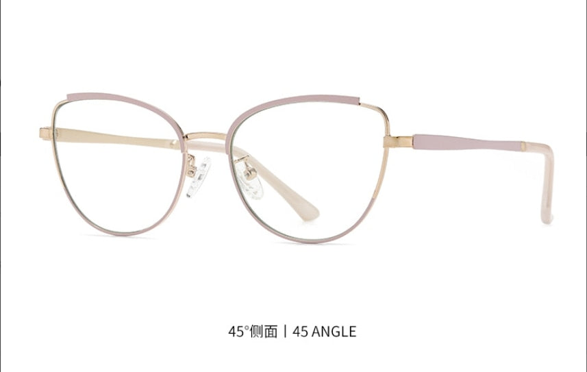 CCspace Women's Semi Rim Square Cat Eye Alloy Eyeglasses 55606 Semi Rim CCspace China Pink
