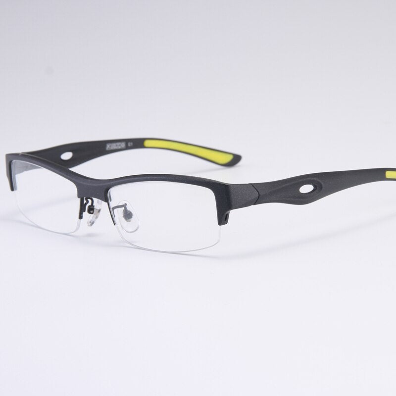Bclear Men's Semi Rim Rectangle Tr 90 Sport Eyeglasses My1077 Semi Rim Bclear Black yellow