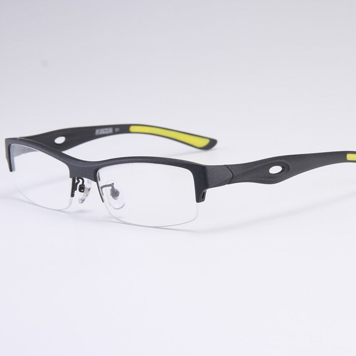 Bclear Men's Semi Rim Rectangle Tr 90 Sport Eyeglasses My1077 Semi Rim Bclear Black yellow