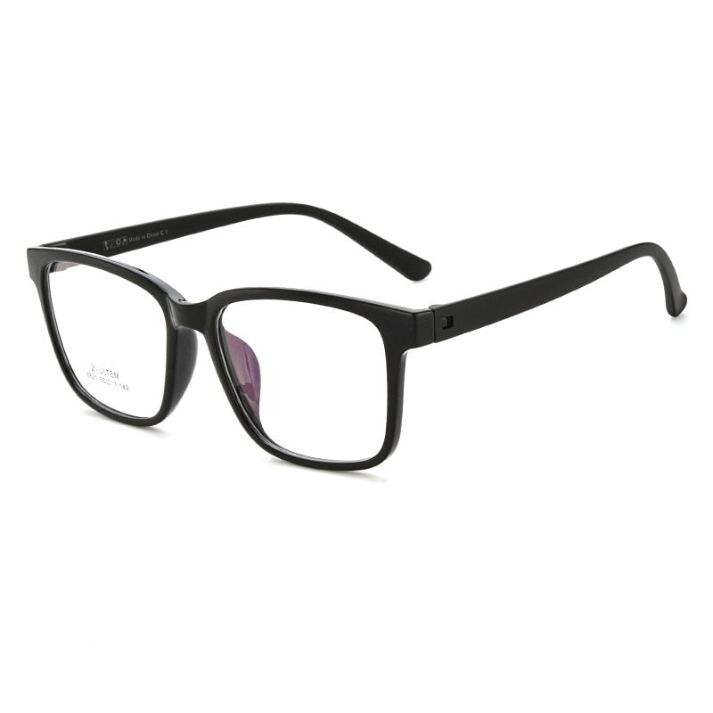 Yimaruili Unisex Full Rim Large Square Screwless Tr 90 Eyeglasses Full Rim Yimaruili Eyeglasses Brihgt Black