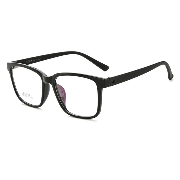 Yimaruili Unisex Full Rim Large Square Screwless Tr 90 Eyeglasses Full Rim Yimaruili Eyeglasses Brihgt Black