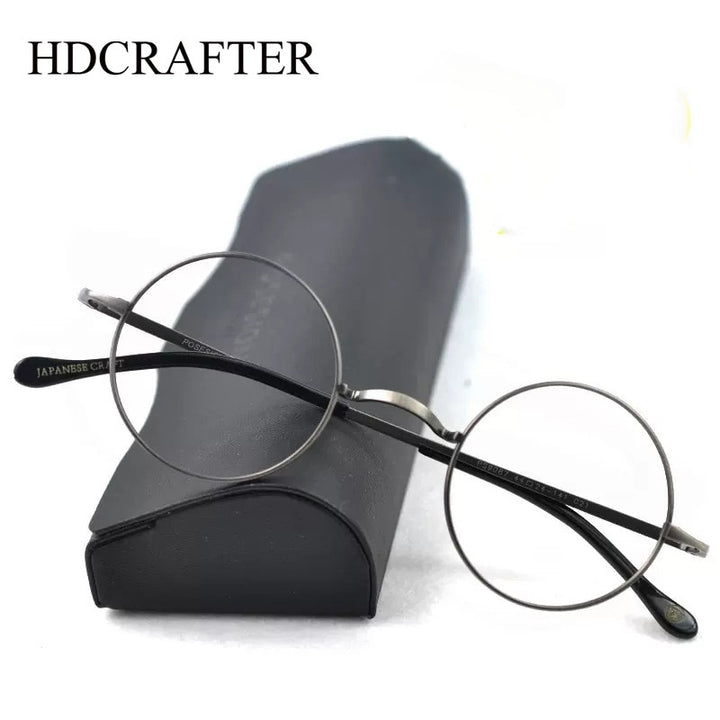 Hdcrafter Unisex Full Rim Round Titanium Eyeglasses Full Rim Hdcrafter Eyeglasses