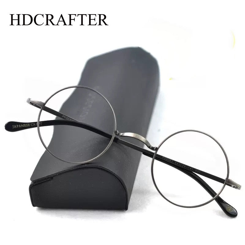 Hdcrafter Unisex Full Rim Round Titanium Eyeglasses Full Rim Hdcrafter Eyeglasses   