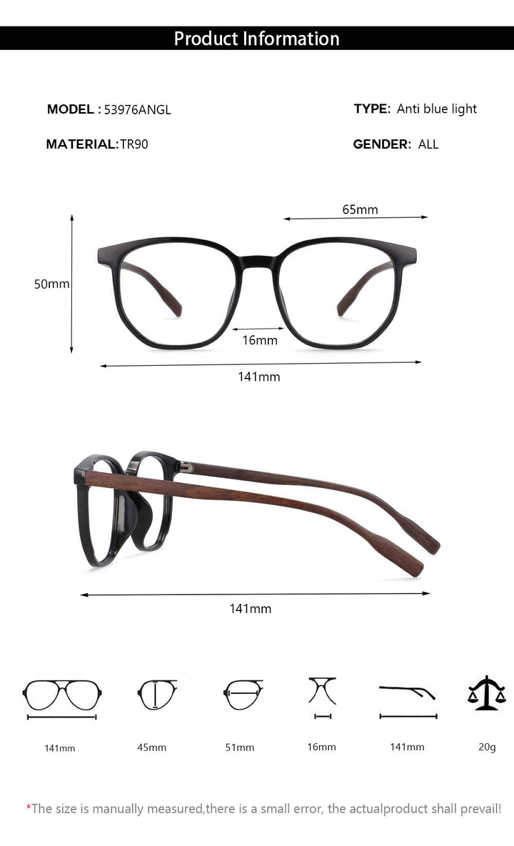 CCspace Unisex Full Rim Oversized Square Cat Eye Tr 90 Titanium Frame Eyeglasses 53976 Full Rim CCspace