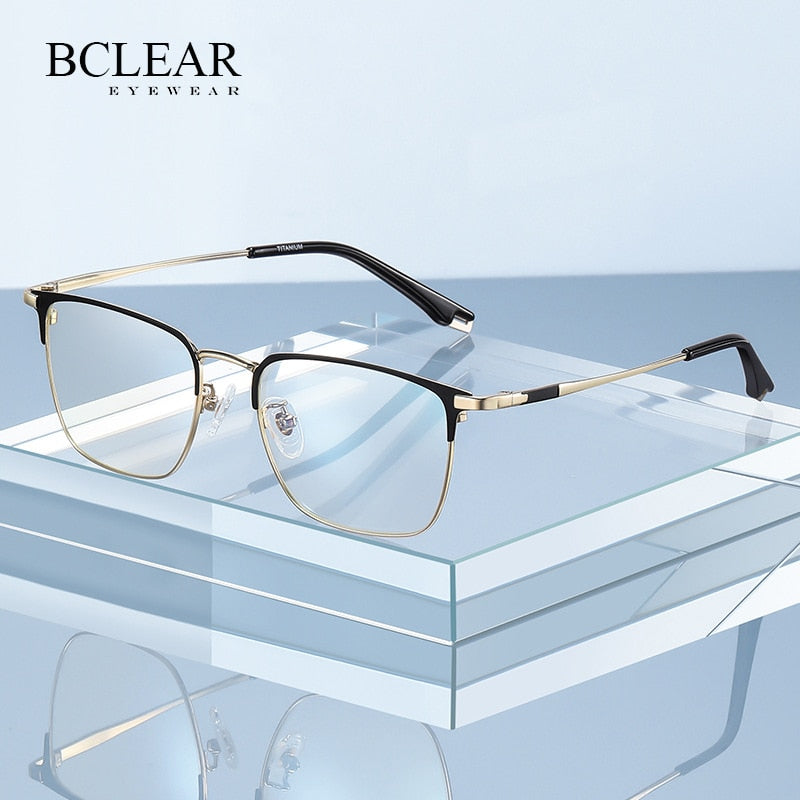 Bclear Unisex Full Rim Square Titanium Eyeglasses Wdpt915 Full Rim Bclear