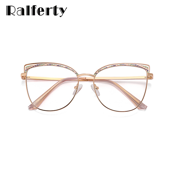 Ralferty Women's Full Rim Square Cat Eye Acetate Alloy Eyeglasses F91236 Full Rim Ralferty   