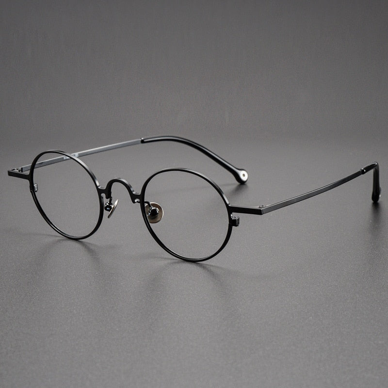 CCspace Unisex Full Rim Round Titanium Alloy Eyeglasses 54909 Full Rim CCspace Black China