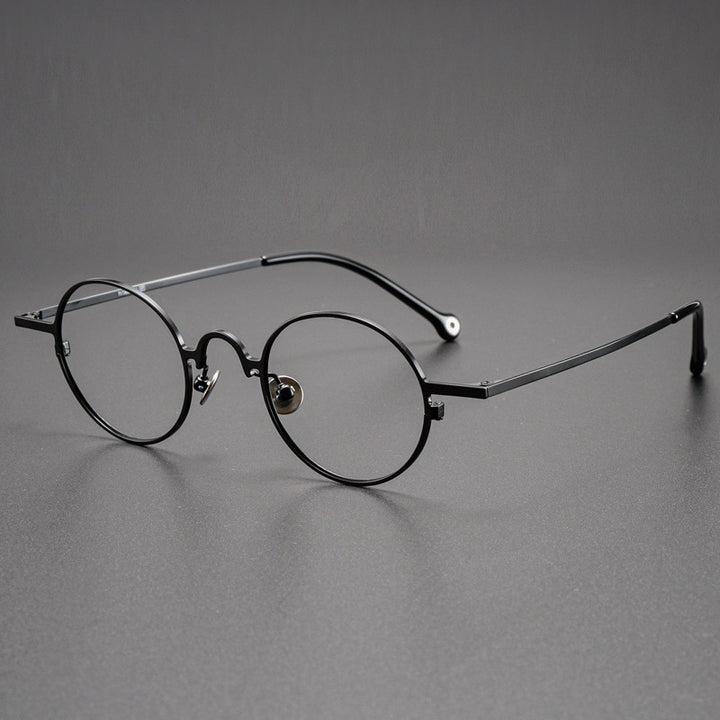 CCspace Unisex Full Rim Round Titanium Alloy Eyeglasses 54909 Full Rim CCspace Black China