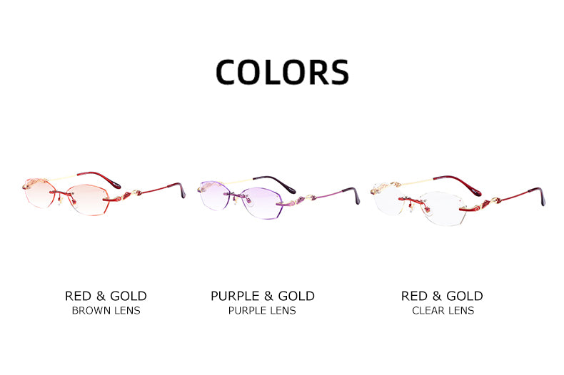Chashma Women's Rimless Diamond Cut Titanium Oval Frame Eyeglasses 5023 Rimless Chashma
