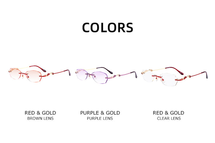 Chashma Women's Rimless Diamond Cut Titanium Oval Frame Eyeglasses 5023 Rimless Chashma