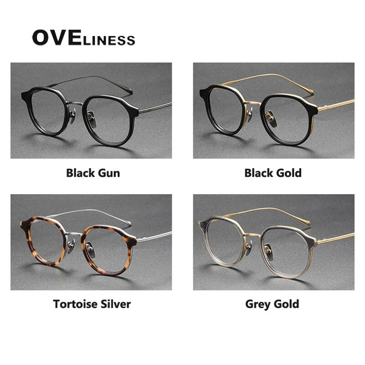 Oveliness Unisex Full Rim Round Acetate Titanium Eyeglasses Tango Full Rim Oveliness