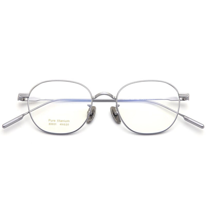 Muzz Unisex Full Rim Square Titanium Frame EyeglassesM80801 Full Rim Muzz Silver