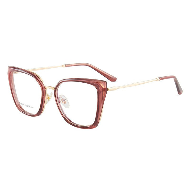CCspace Women's Full Rim Square Cat Eye Acetate Alloy Eyeglasses 54730 Full Rim CCspace China Pink