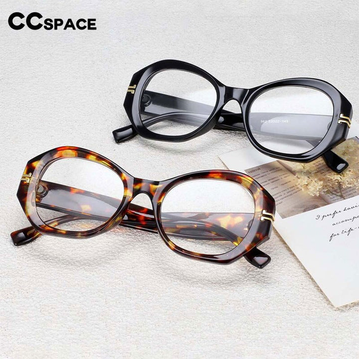 CCspace Unisex Oversized Round Resin Alloy Rivet Frame Eyeglasses 54432 Full Rim CCspace