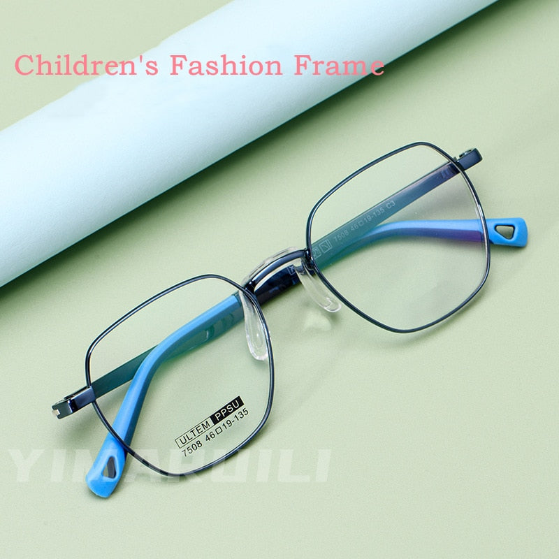 Yimaruili Unisex Children's Full Rim Polygon Square Ultem Frame Eyeglasses 7508S Full Rim Yimaruili Eyeglasses