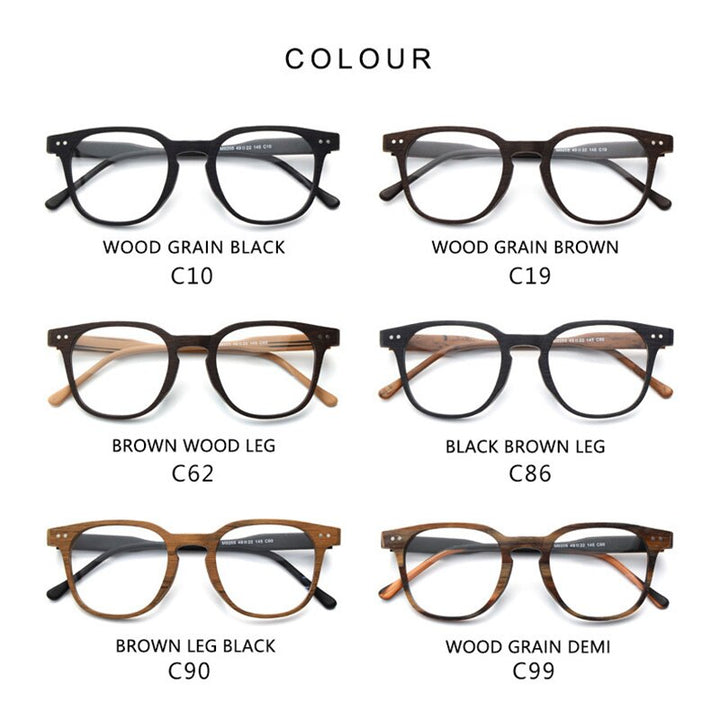 Hdcrafter Men's Full Rim Square Bamboo Wood Eyeglasses M9205 Full Rim Hdcrafter Eyeglasses