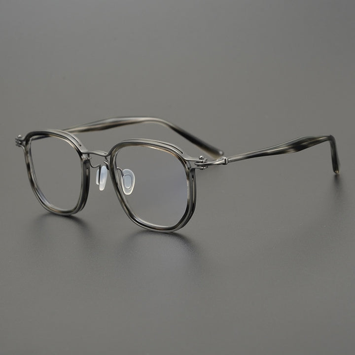 Gatenac Unisex Full Rim Square Titanium Acetate Frame Eyeglasses Gxyj815 Full Rim Gatenac