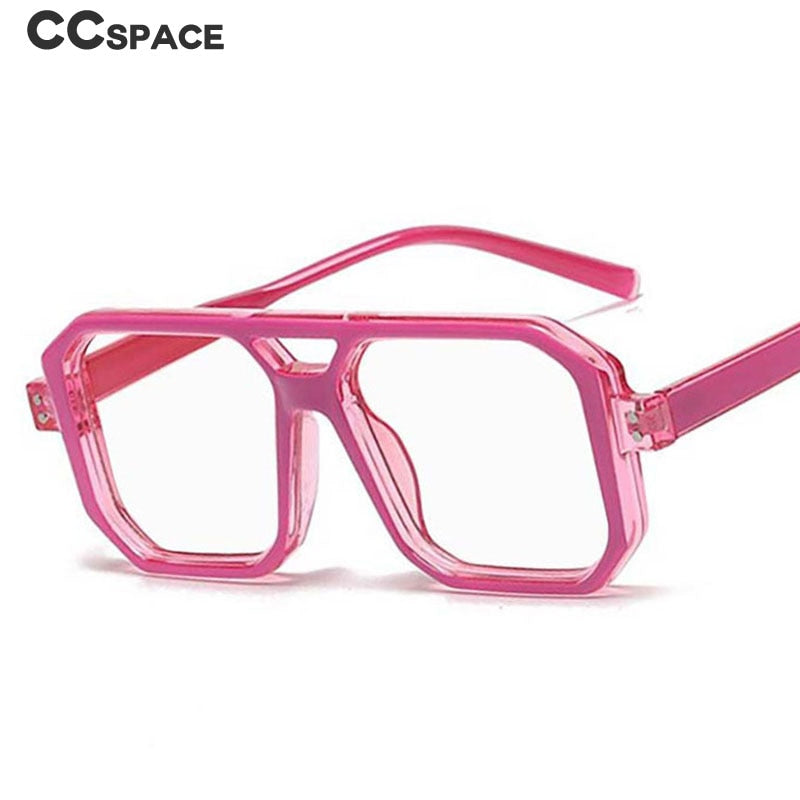 CCspace Unisex Full Rim Big Size Square Double Bridge Resin Frame Eyeglasses 54605 Full Rim CCspace