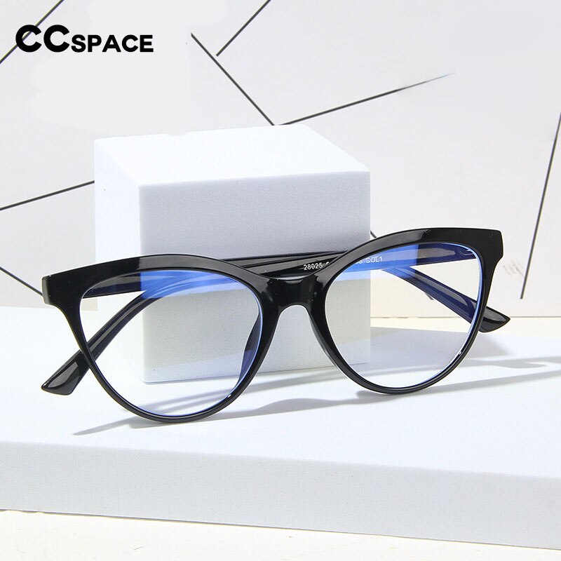 CCspace Unisex Full Rim Cat Eye Tr 90 Titanium Eyeglasses 55437 Full Rim CCspace