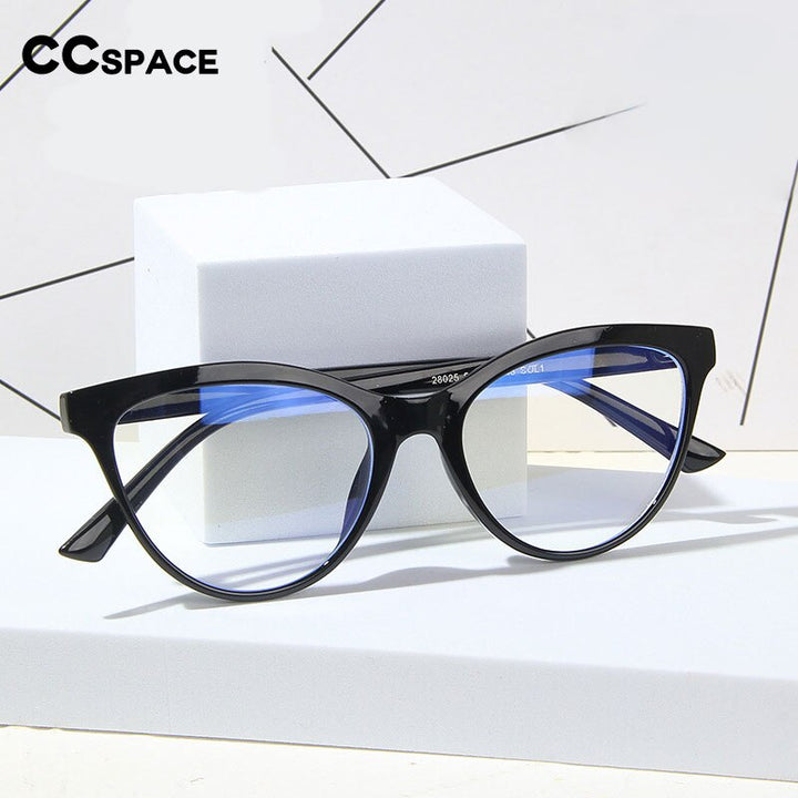 CCspace Unisex Full Rim Cat Eye Tr 90 Titanium Eyeglasses 55437 Full Rim CCspace