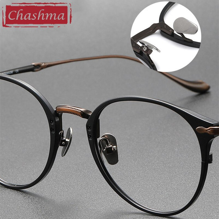Chashma Ottica Unisex Full Rim Round Titanium Eyeglasses 3112 Full Rim Chashma Ottica