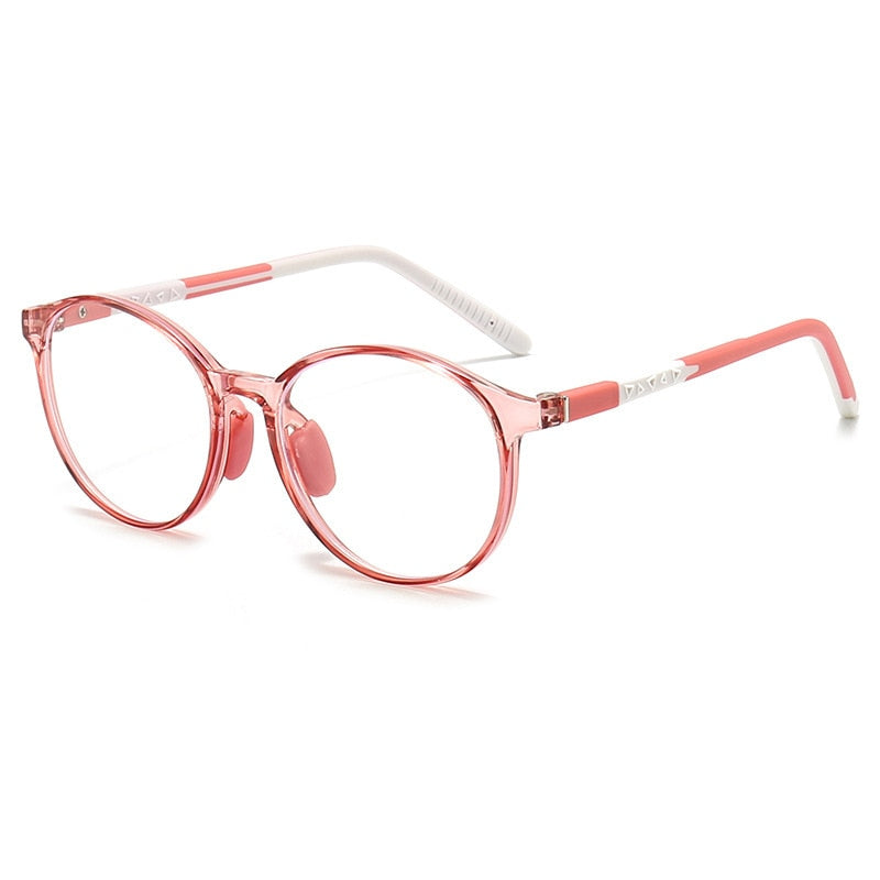 CCspace Unisex Youth Full Rim Round Silicone Eyeglasses 54672 Full Rim CCspace Pink white China