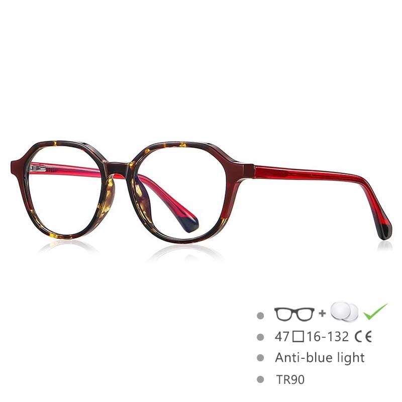 CCspace Children's Unisex Full Rim Square Round Tr 90 Titanium Frame Eyeglasses 54572 Full Rim CCspace Red-leopard China
