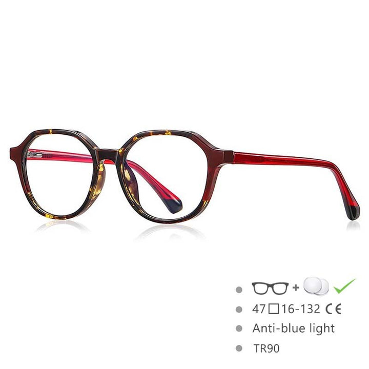 CCspace Children's Unisex Full Rim Square Round Tr 90 Titanium Frame Eyeglasses 54572 Full Rim CCspace Red-leopard China