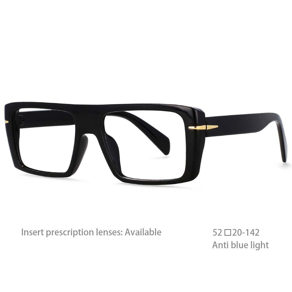 CCspace Unisex Full Rim Oversized Rectangle Resin Frame Eyeglasses 54434 Full Rim CCspace China Black