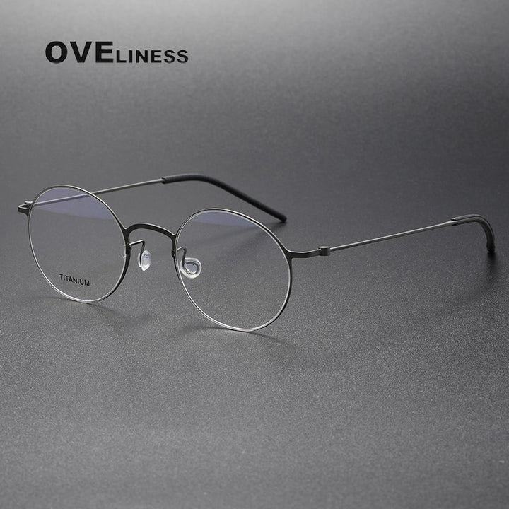 Oveliness Unisex Full Rim Round Titanium Eyeglasses 5044 Full Rim Oveliness
