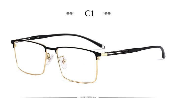 Hotochki Men's Full Rim Square Tr 90 Titanium Frame Eyeglasses T8607t Full Rim Hotochki