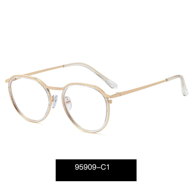 Hotony Women's Full Rim Round TR 90 Resin Alloy Frame Eyeglasses 95909 Full Rim Hotony C1