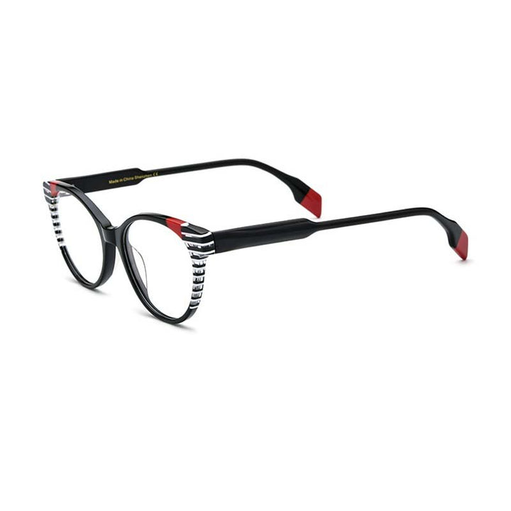 CCspace Women's Full Rim Cat Eye Acetate Eyeglasses 55058 Full Rim CCspace Black China